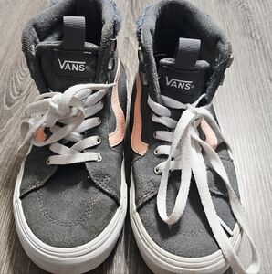 Vans filmore hi top suede sherpa pewter sneakers size 2 girls